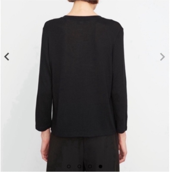 Vince Black Long Sleeve Buttoned Mandarin Collar Shirt - Picture 3 of 5